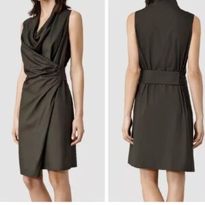 Allsaints Khaki Edyen Belted Wrap Dress size US O
